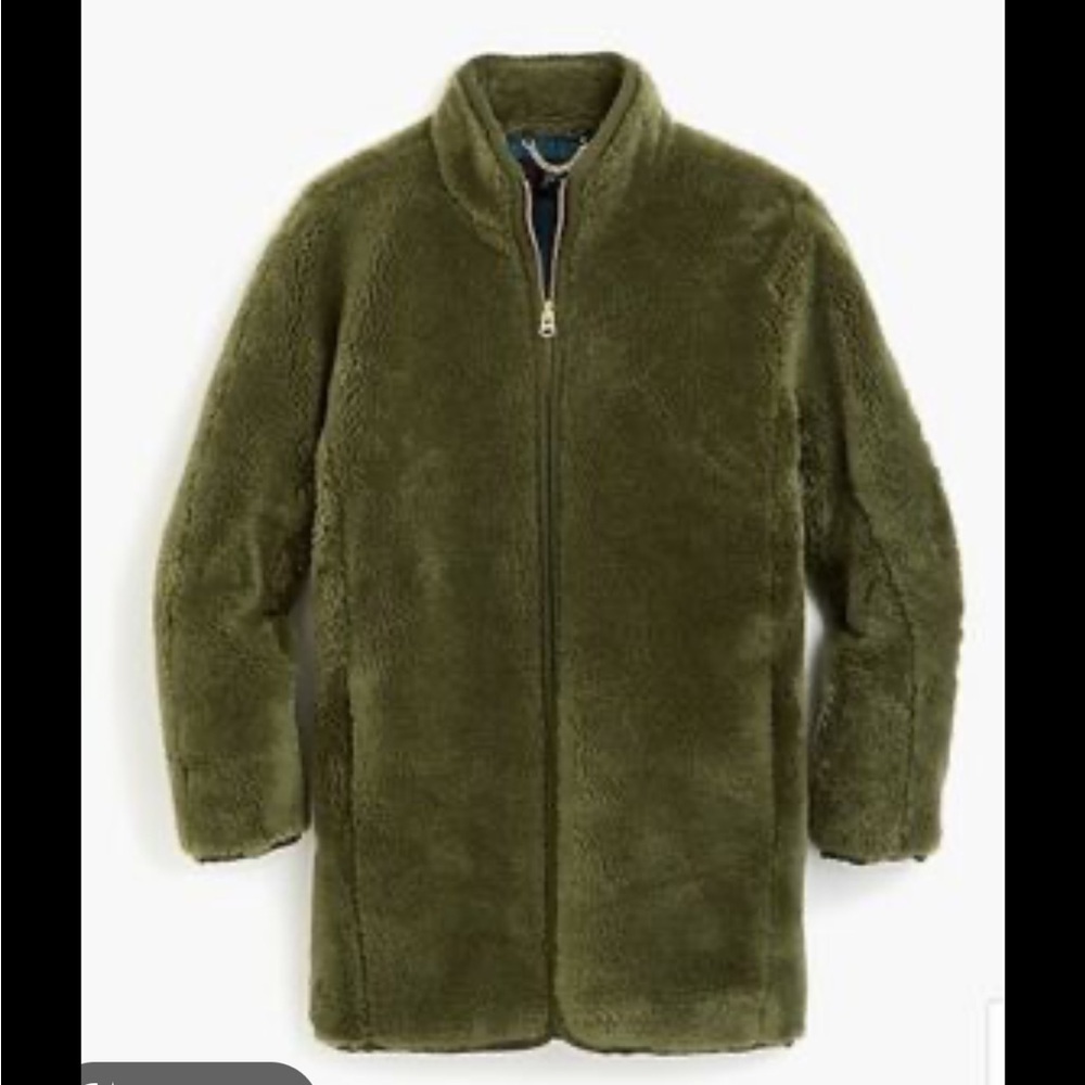 J crew Cozy Olive Green Fleece Jacket